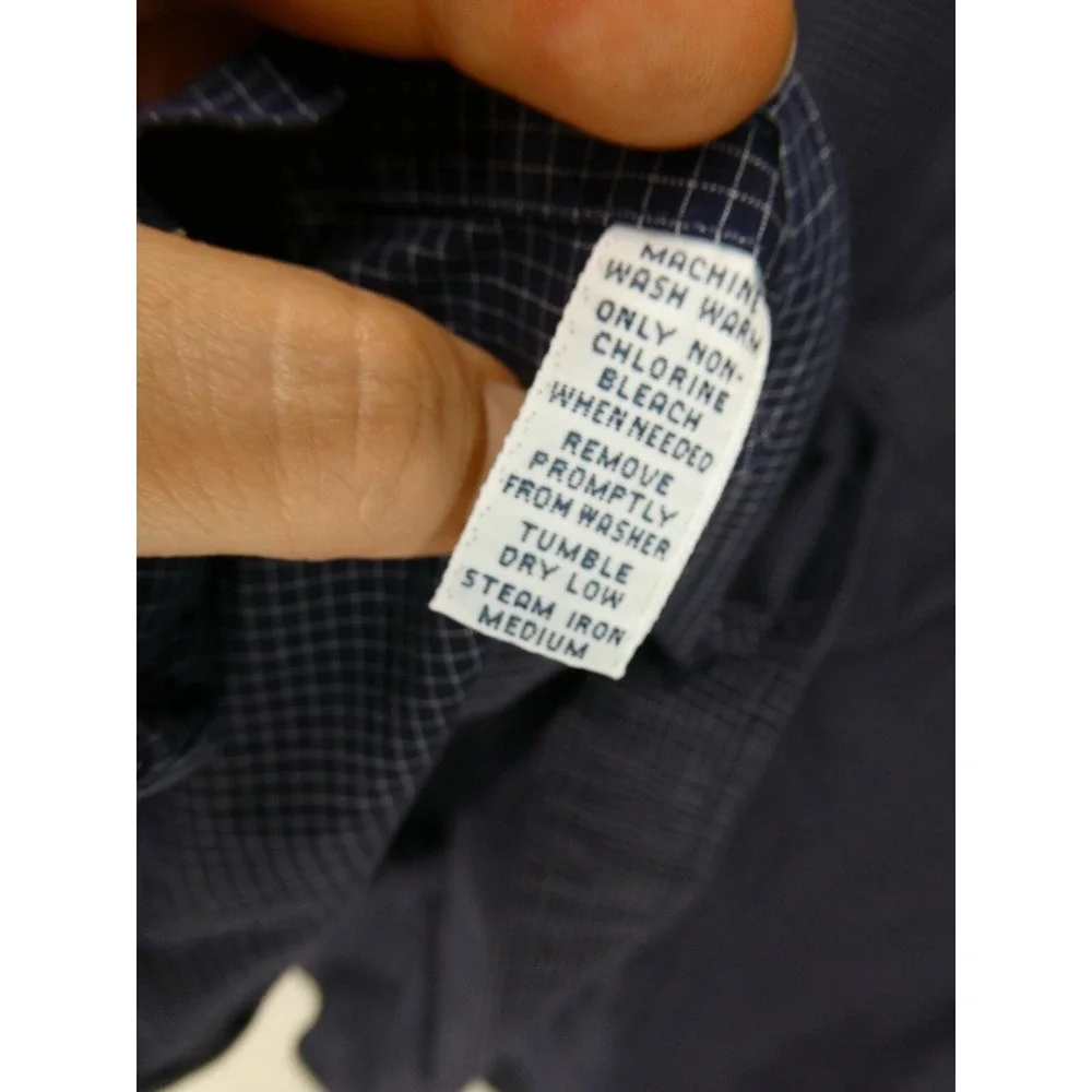 Ralph Lauren‎ Yarmouth Shirt Size 16 34/35 Navy Blue Check Long Sleeve Pony